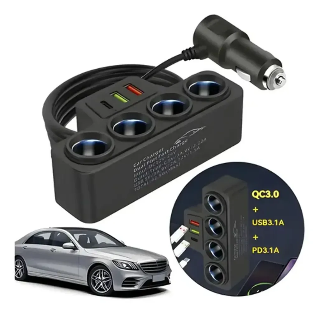 [499] CIGARRERA CARGADOR PUERTOS USB-C CARRO ADAPTADOR ENCENDEDOR