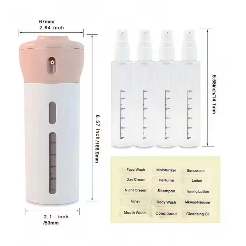 SET DE 4 BOTELLAS DE VIAJE DISPENSADOR DE LIQUIDOS X4
