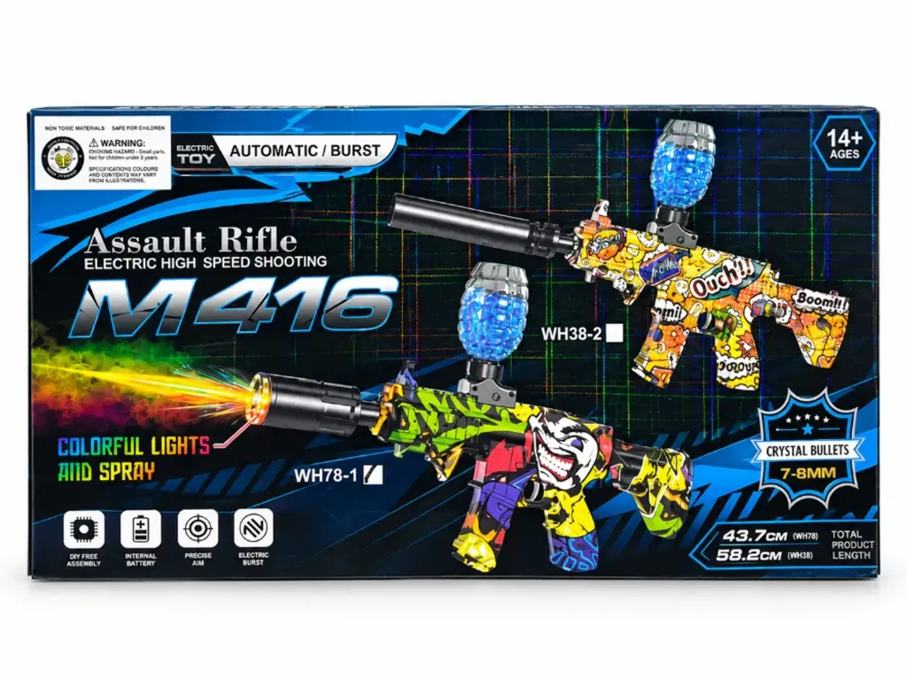PISTOLA DE HIDROGEL RIFLE M416 CON LUCES LED Y HUMO