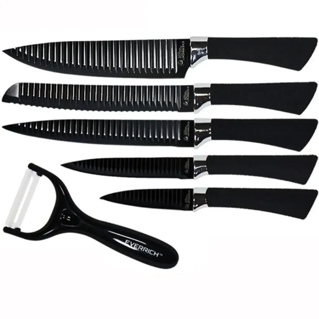 JUEGO SET CUCHILLOS LUJO 6 PIEZAS CON PELADOR